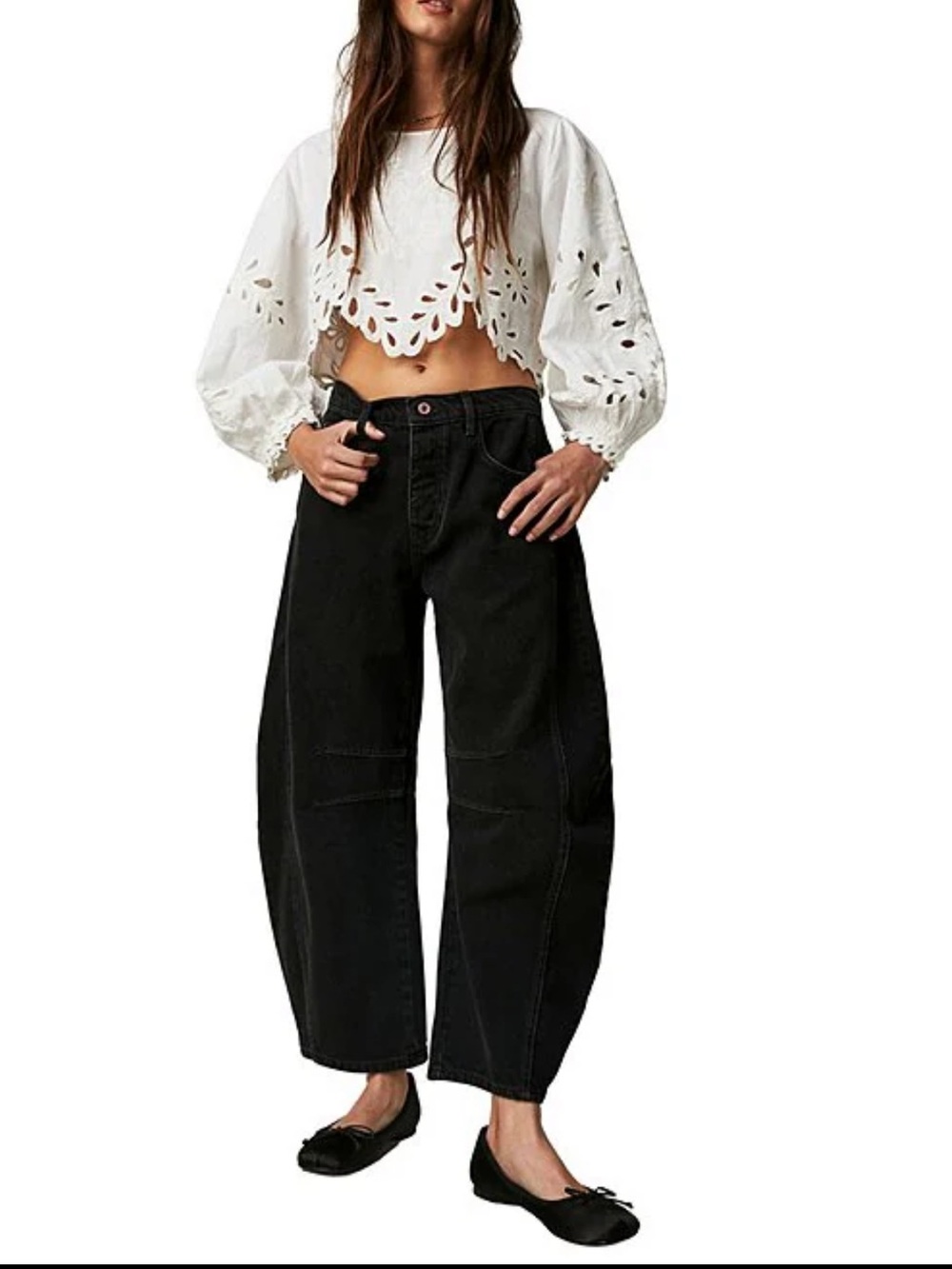 We The Free Good Luck Mid-Rise Barrel Jeans